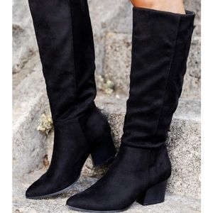 NWT Quipid Black Pointed Toe Suede Boot Size 10